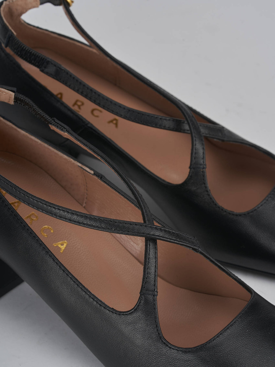 Décolleté e slingback tacco 5cm pelle nero