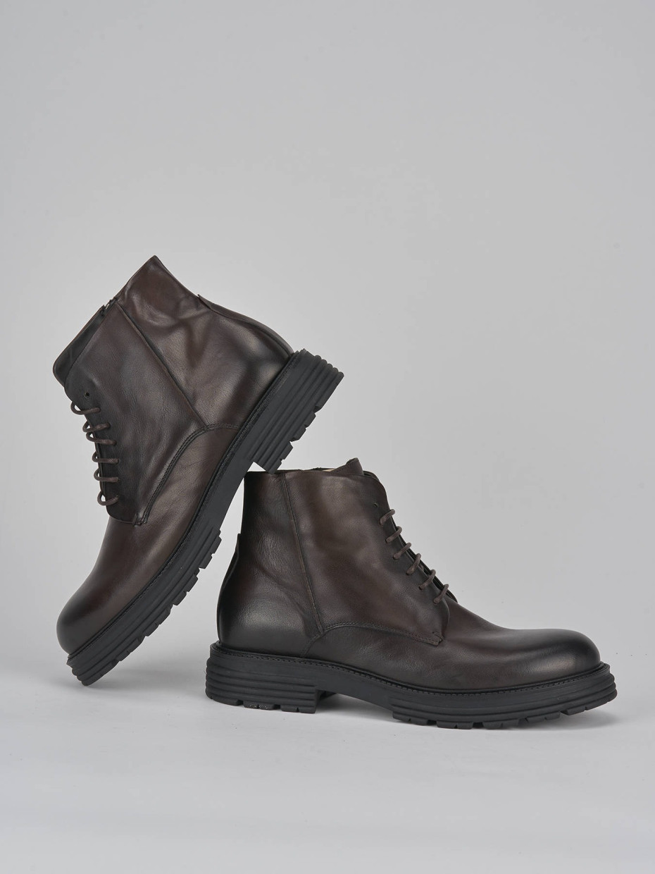 Combat boots dark brown leather