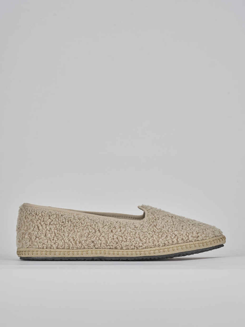 Flat shoes heel 1 cm beige fabric
