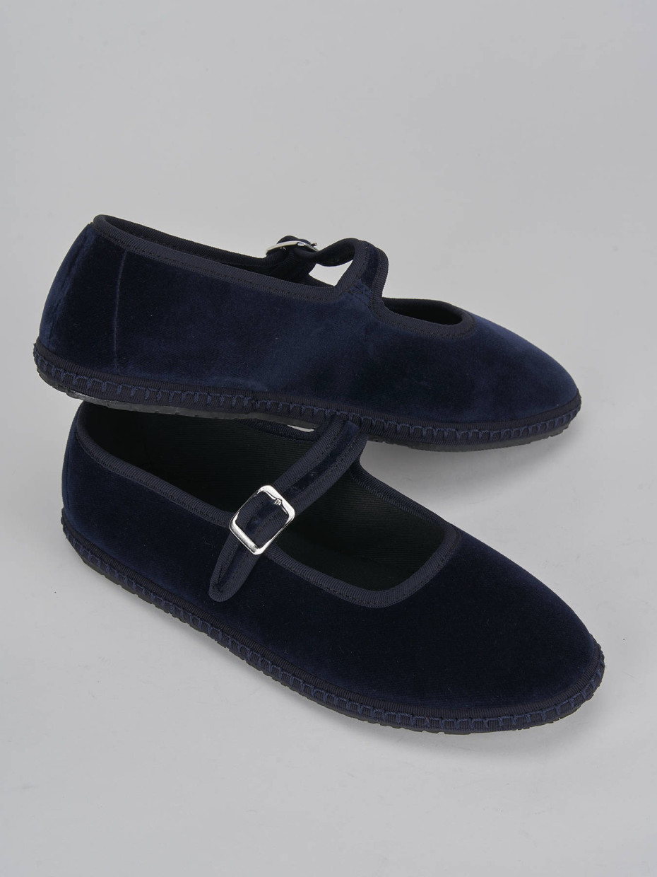 Ballerine tacco 1cm velluto blu