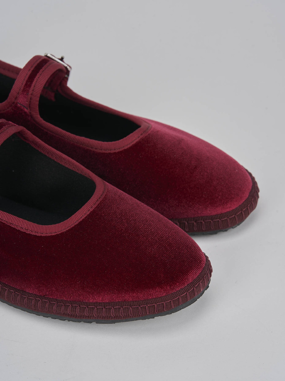 Flat shoes heel 1 cm bordeaux velvet