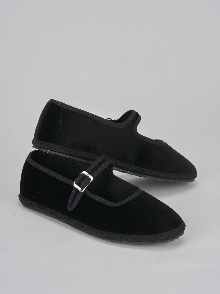 Ballerine tacco 1cm velluto nero