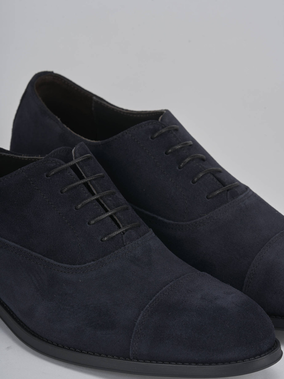 Lace-up shoes blu suede