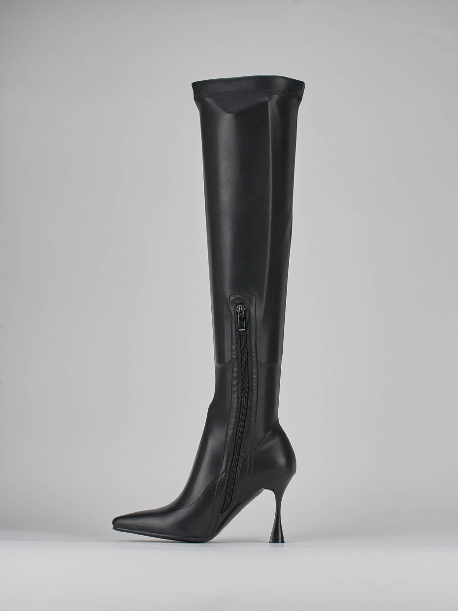 Stivali tacco 8cm pelle nero