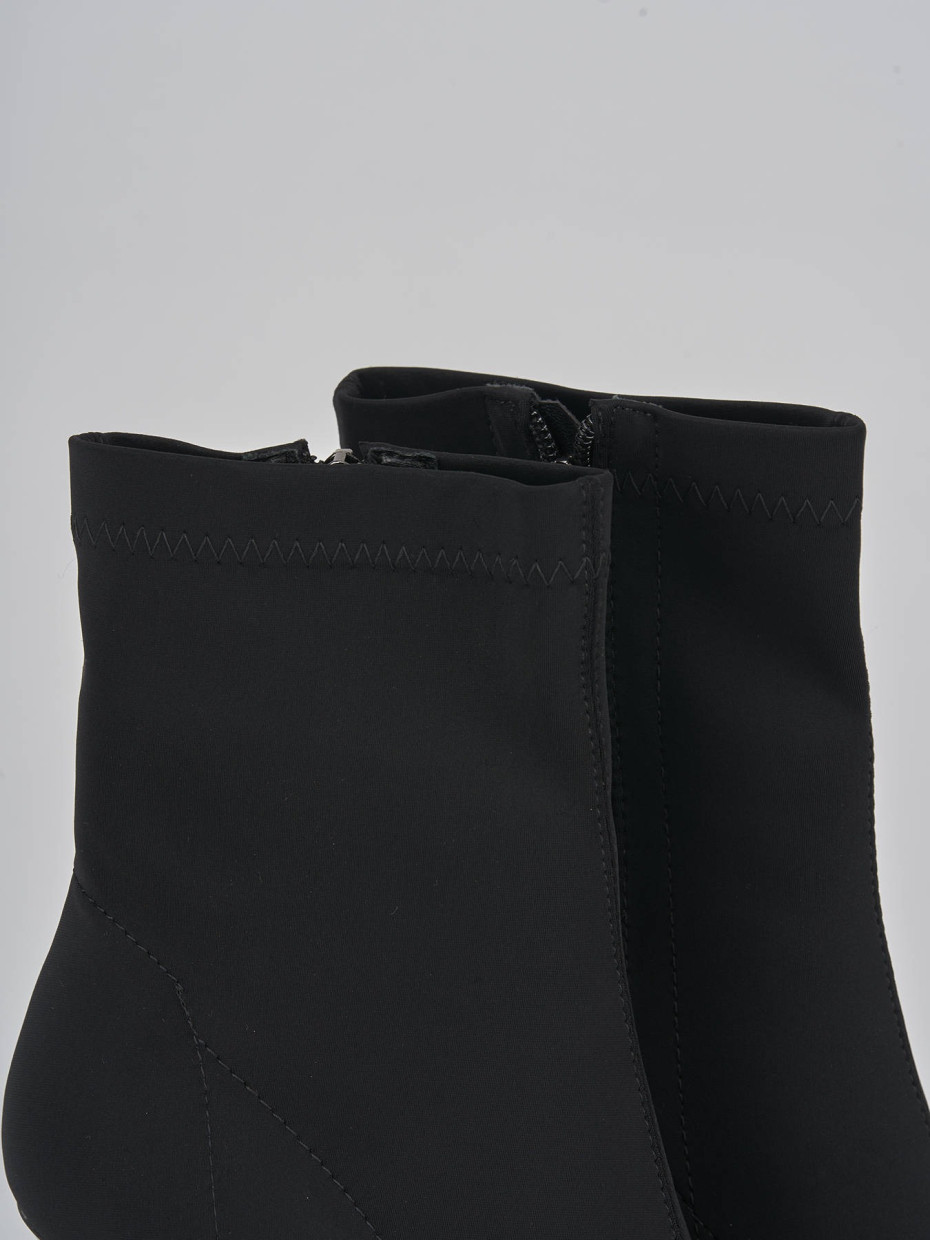 High heel ankle boots heel 7 cm black fabric