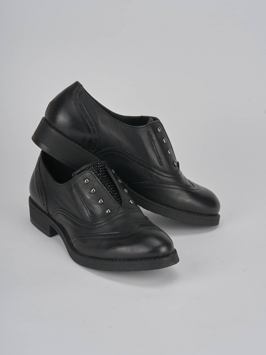 Lace-up shoes heel 2 cm black leather