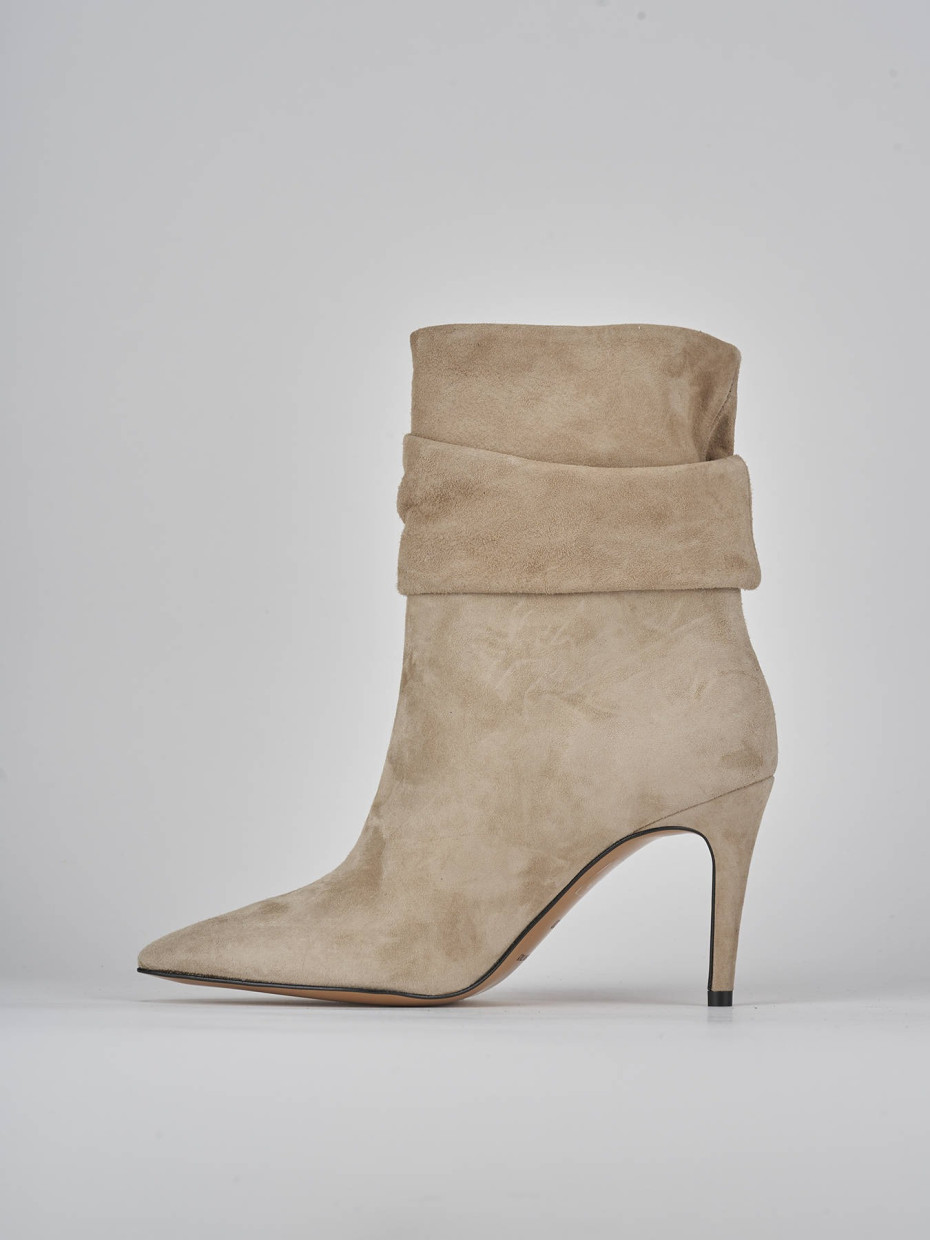 High heel ankle boots heel 9 cm beige suede