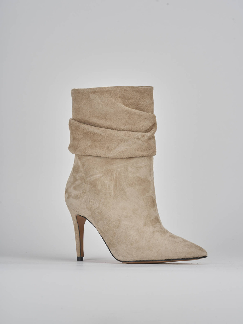 High heel ankle boots heel 9 cm beige suede