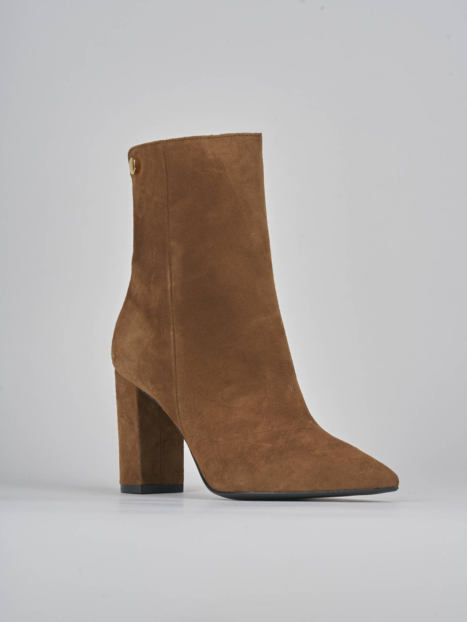 High heel ankle boots heel 9 cm brown suede