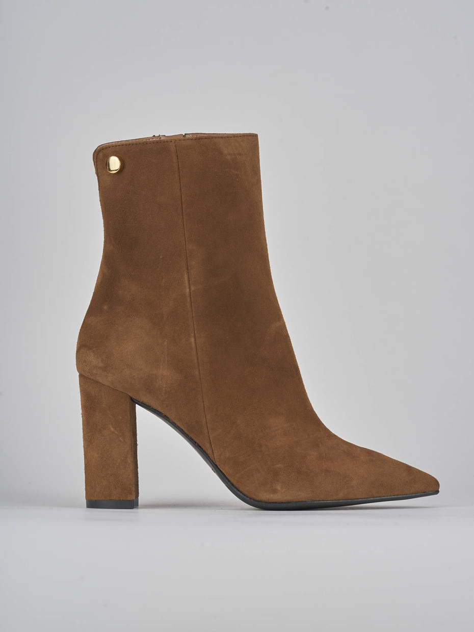 High heel ankle boots heel 9 cm brown suede
