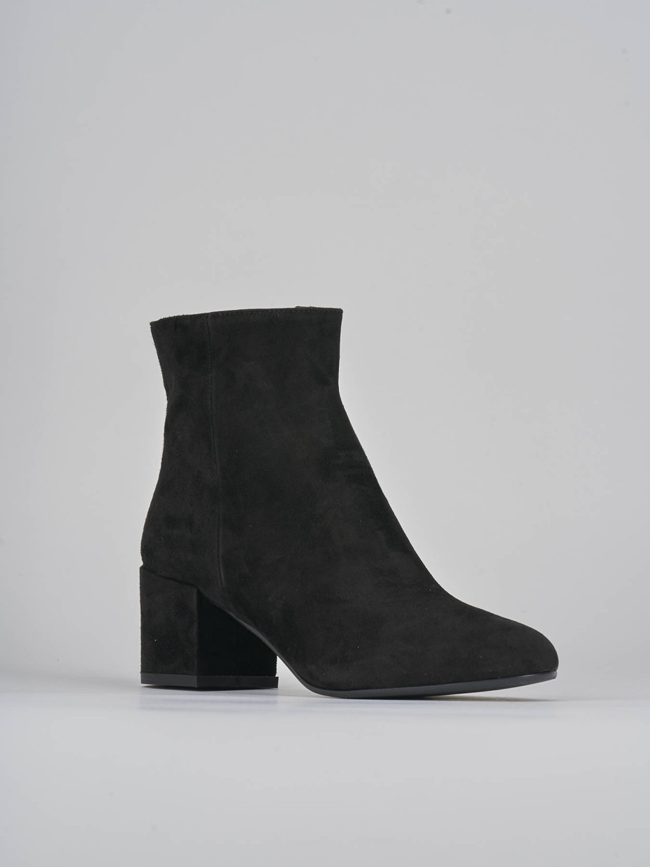 High heel ankle boots heel 6 cm black suede