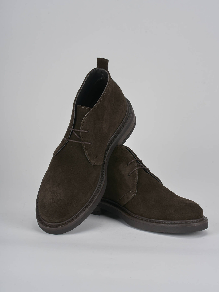 Combat boots dark brown suede