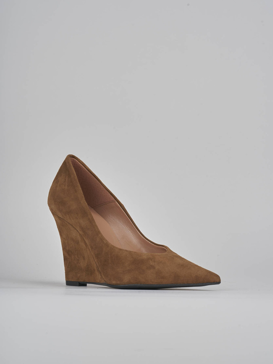 Décolleté e slingback tacco 9cm camoscio marrone