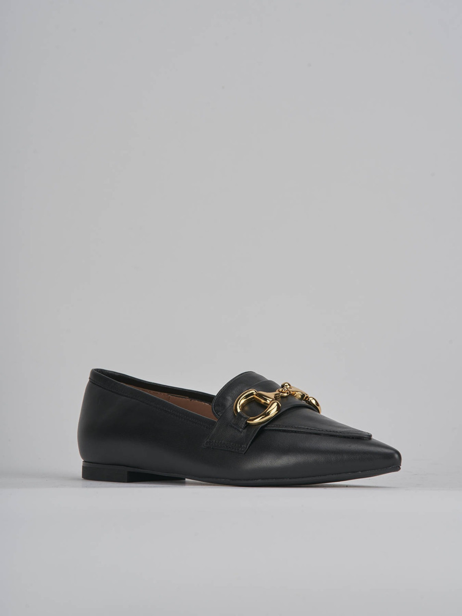 Loafers heel 1 cm black leather