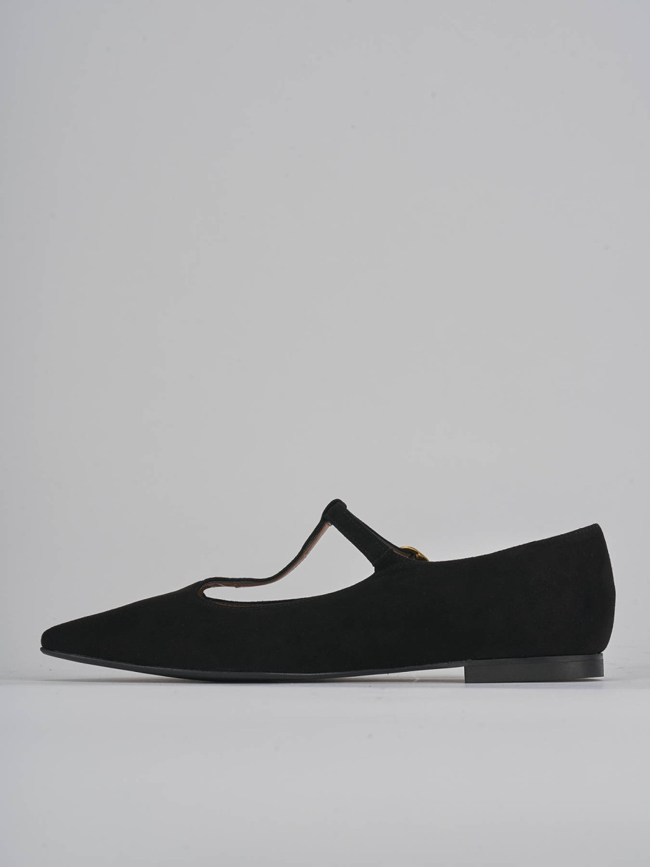 Ballerine tacco 1cm camoscio nero