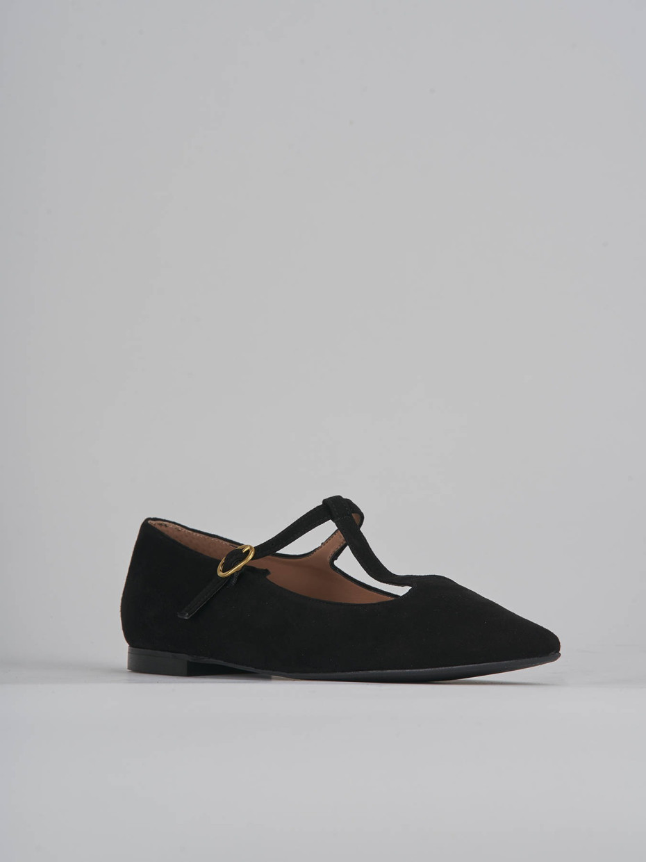 Ballerine tacco 1cm camoscio nero