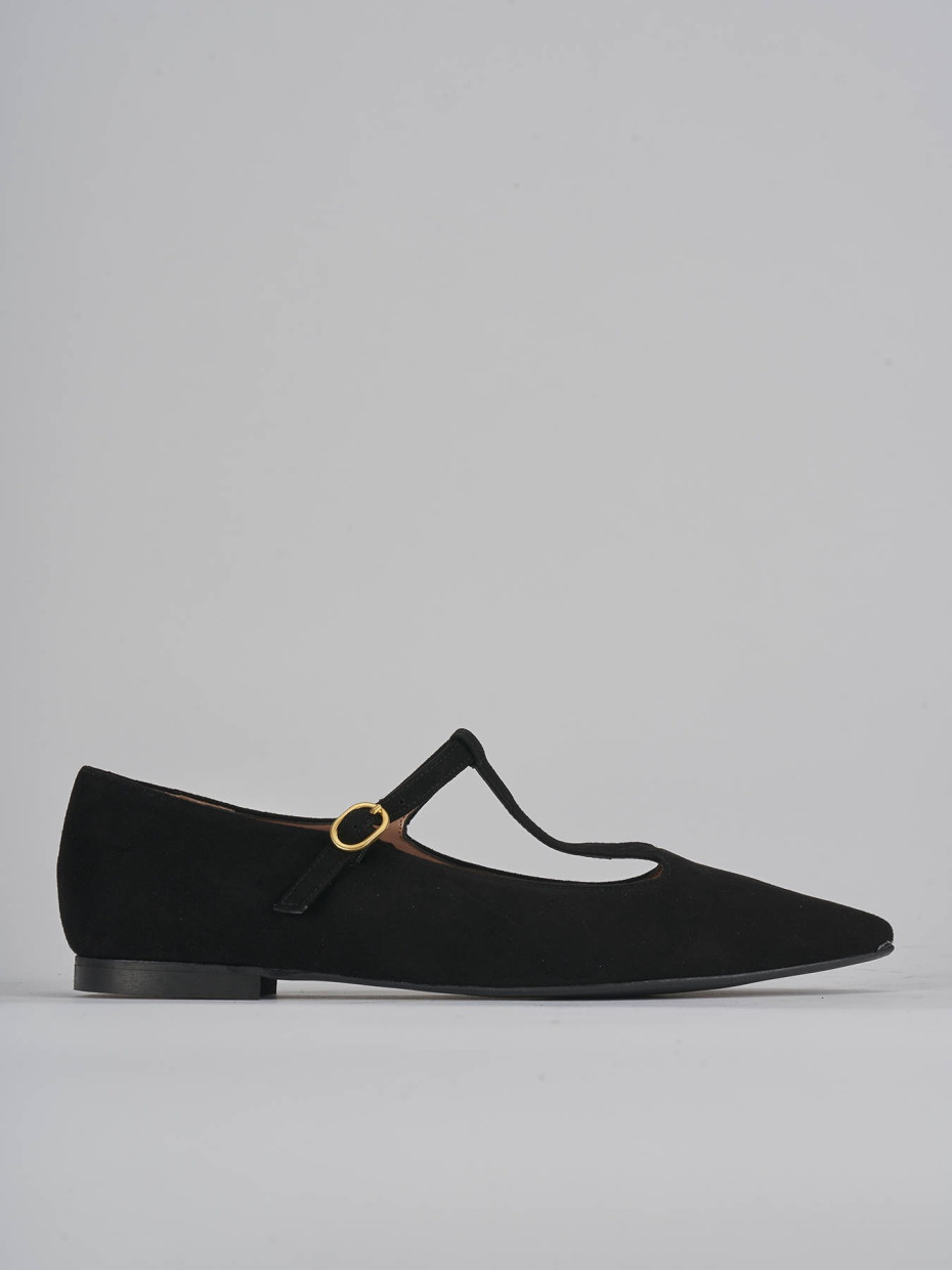 Ballerine tacco 1cm camoscio nero