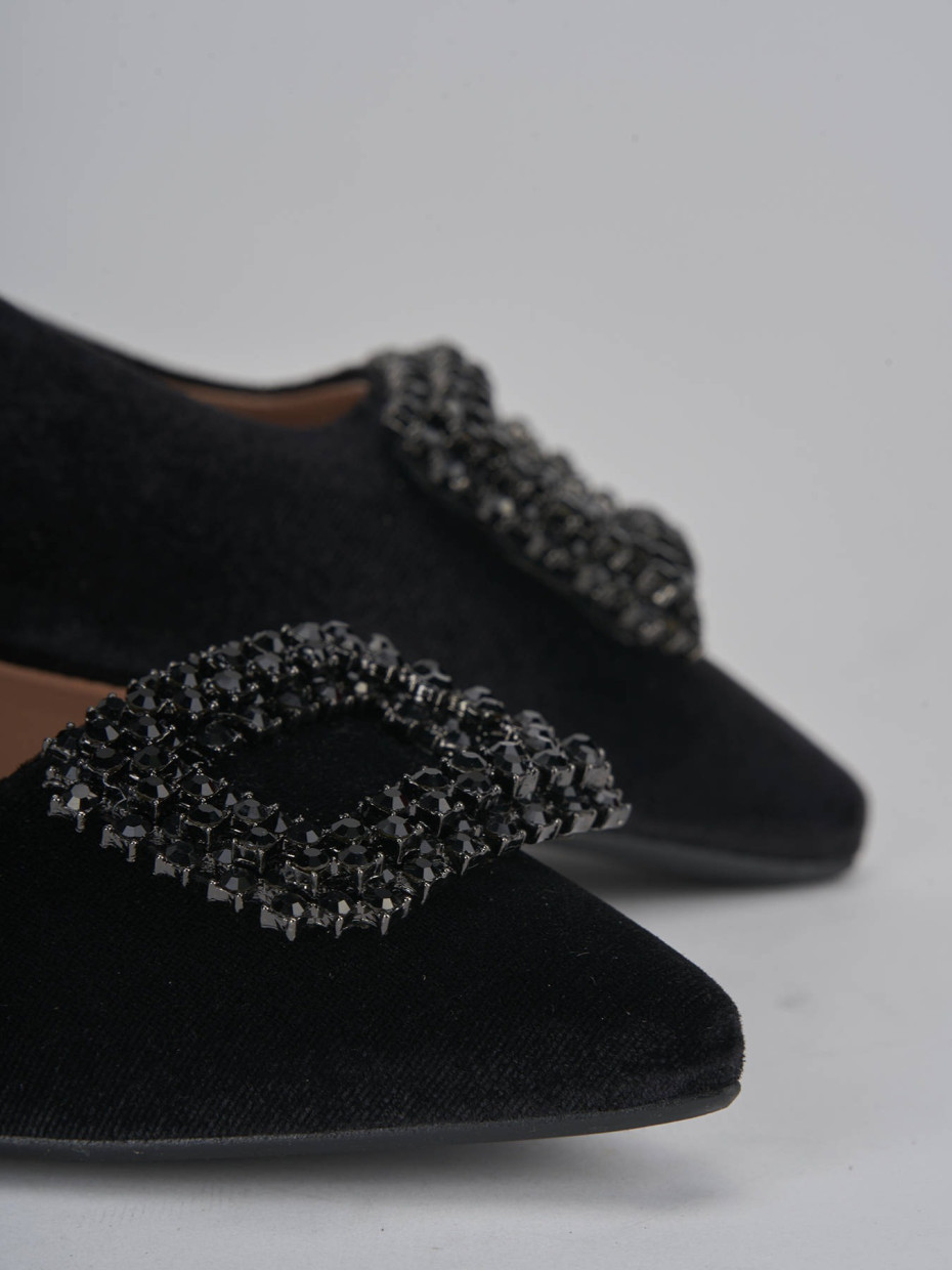 Flat shoes heel 1 cm black velvet