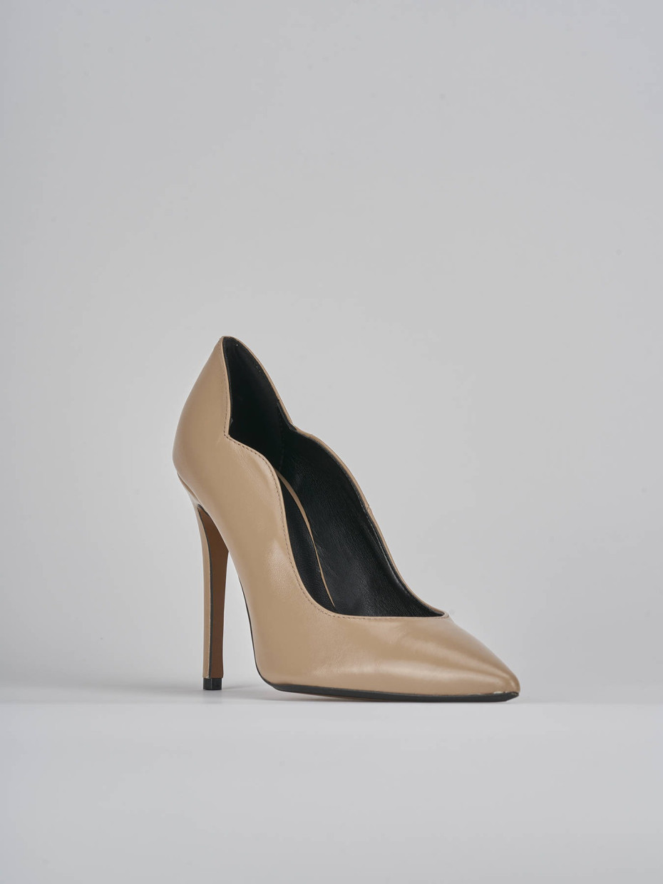 Décolleté e slingback tacco 10cm pelle marrone