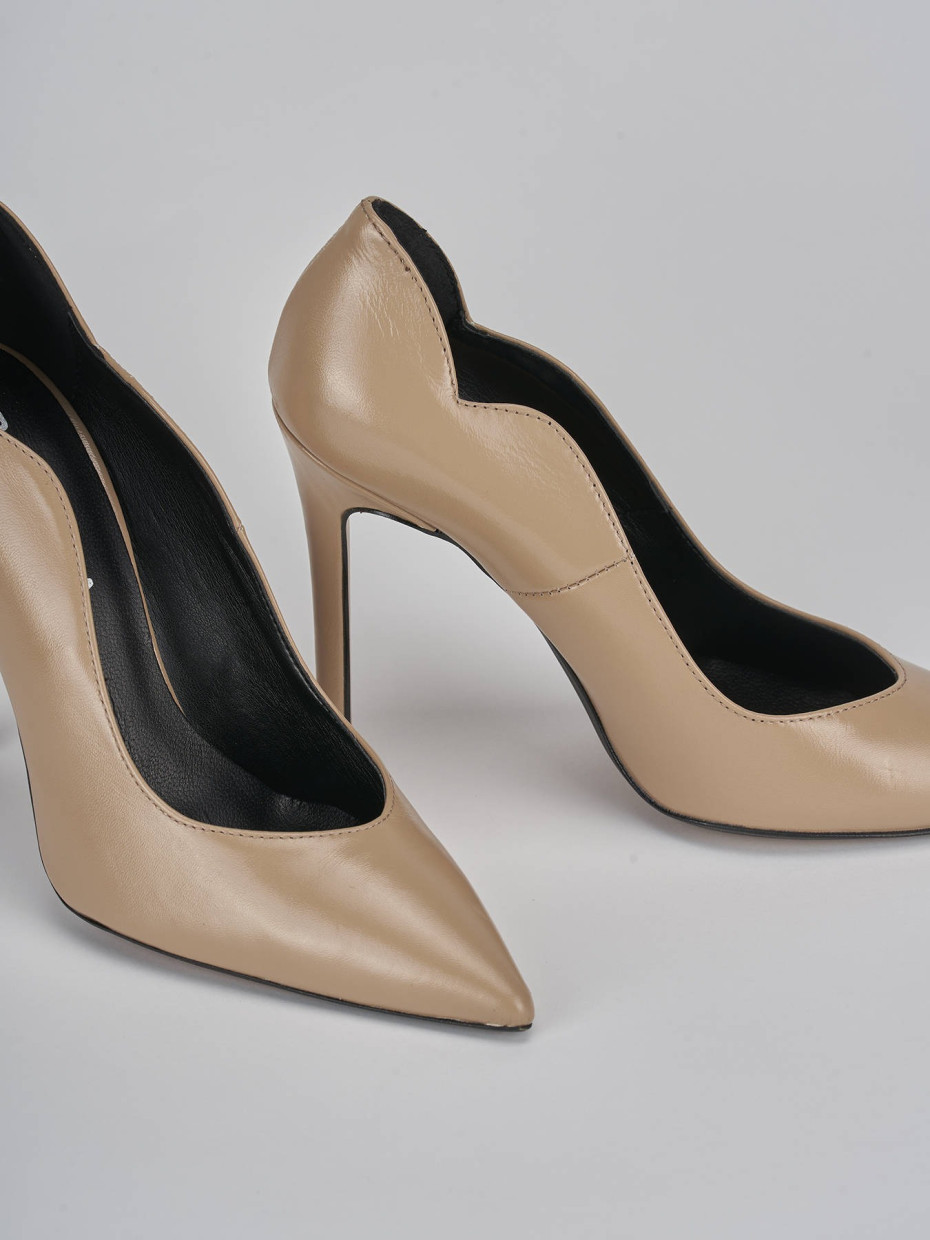 Décolleté e slingback tacco 10cm pelle marrone