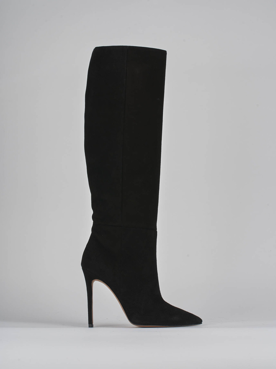 Stivali tacco 12cm camoscio nero