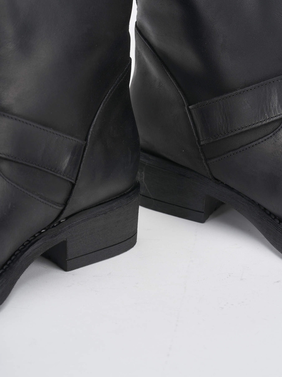 Low heel ankle boots heel 3 cm black leather