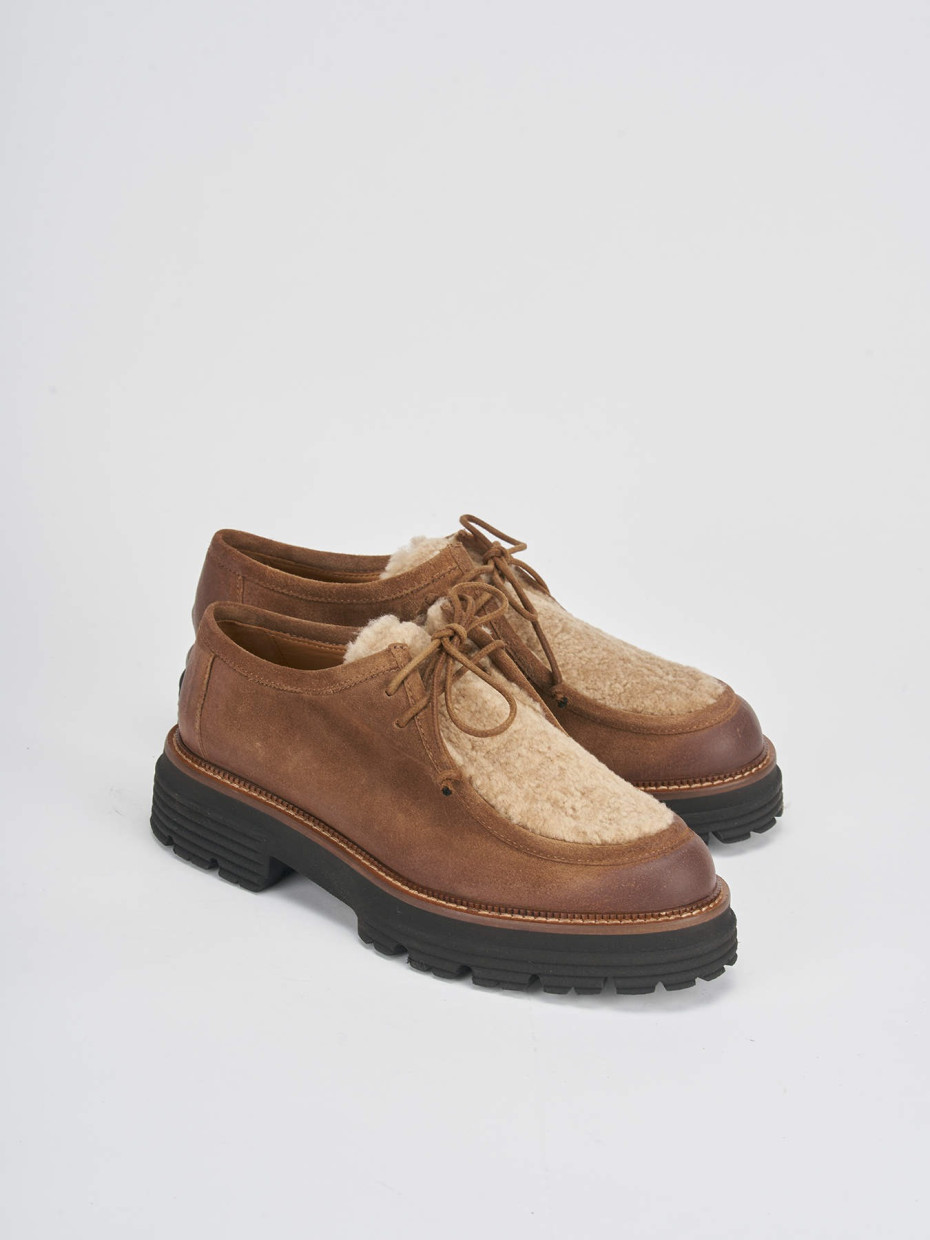 Lace-up shoes heel 2 cm brown suede