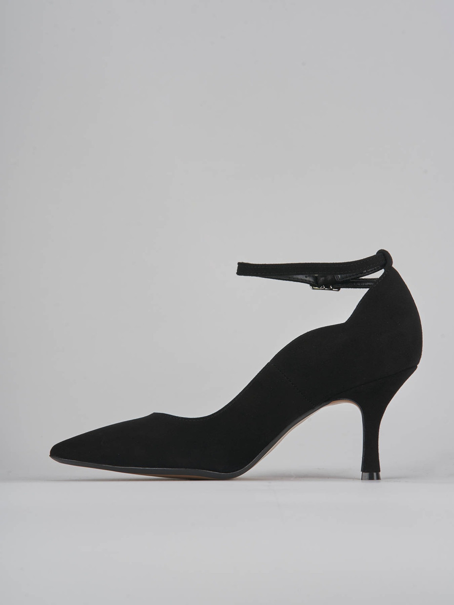 Décolleté e slingback tacco 7cm camoscio nero