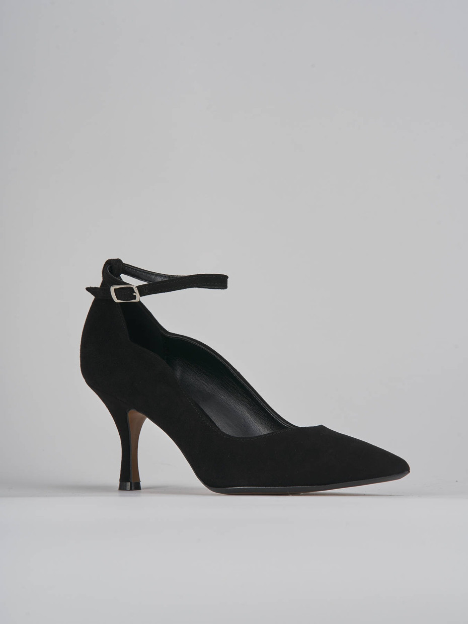 Décolleté e slingback tacco 7cm camoscio nero