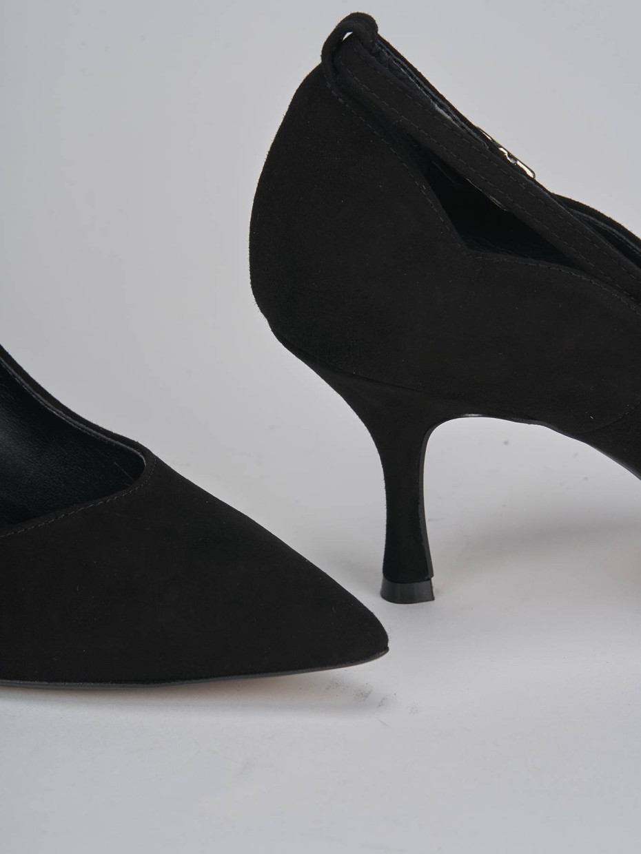 Décolleté e slingback tacco 7cm camoscio nero