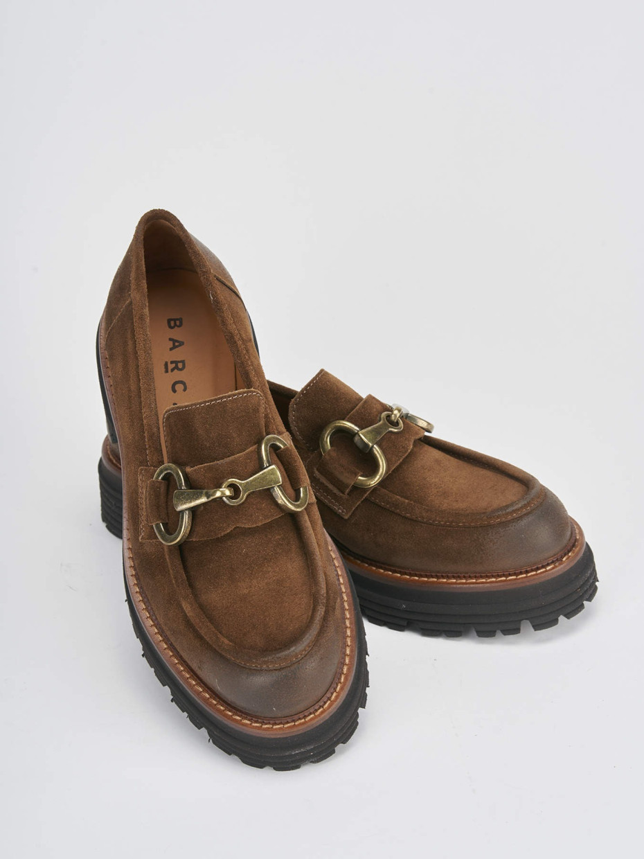 Loafers heel 2 cm brown suede