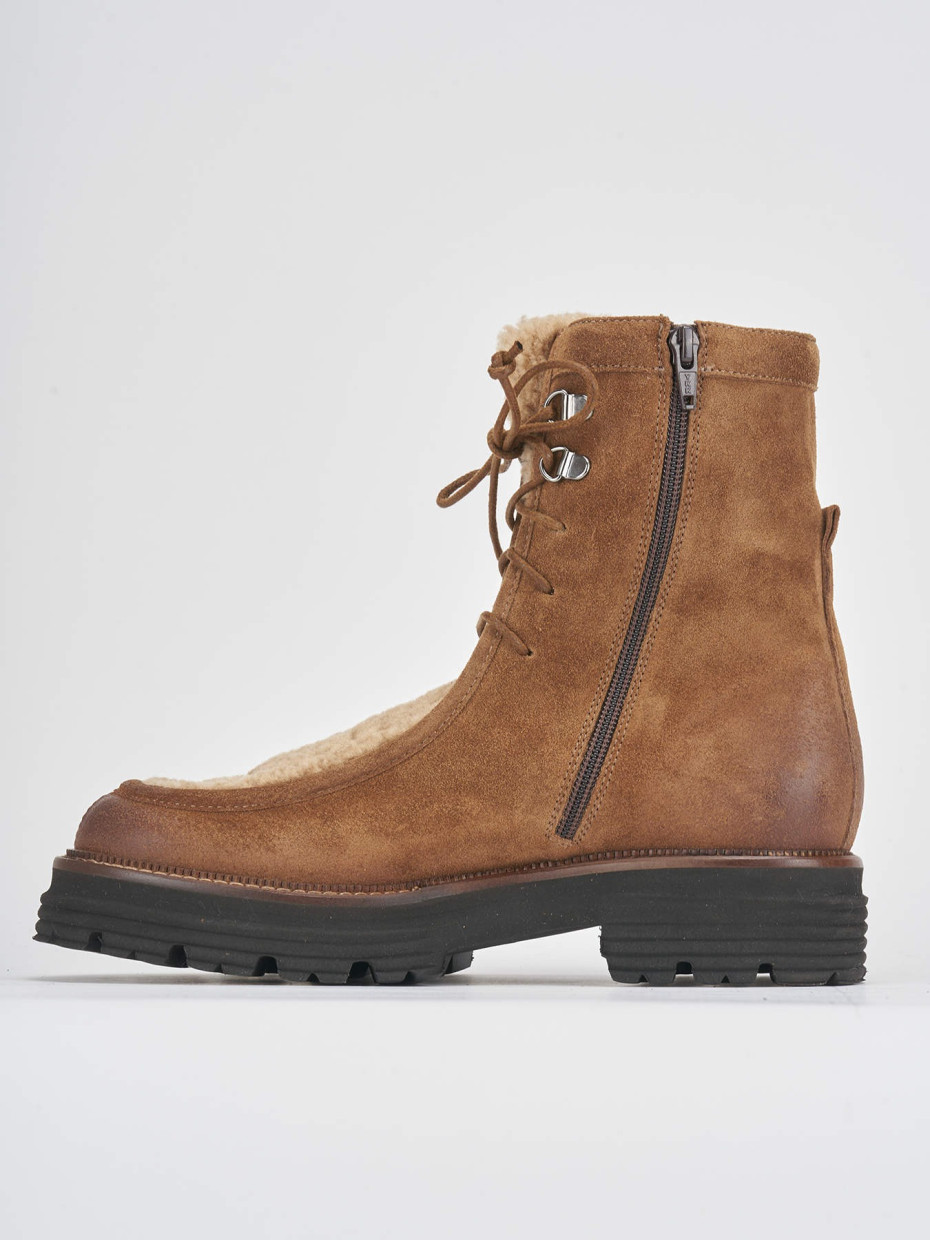 Combat boots woman heel 2 cm brown suede Barca Stores