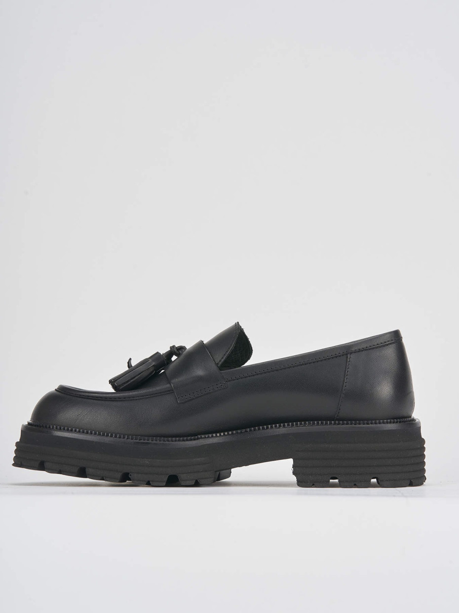 Mocassini tacco 2cm pelle nero