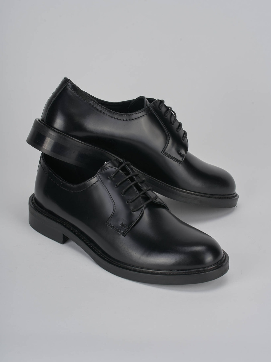 Lace-up shoes heel 1 cm black leather