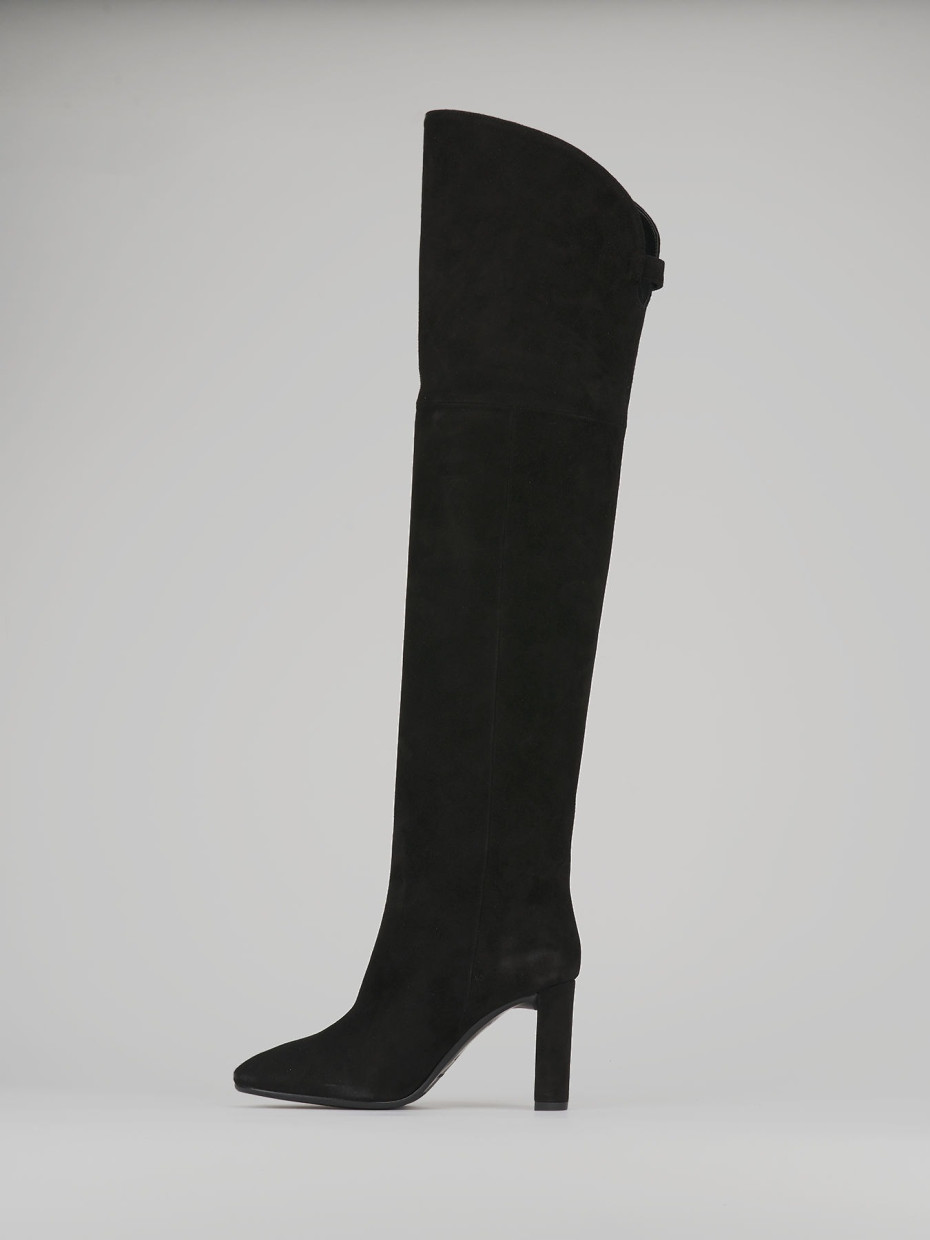 High heel boots heel 9 cm black suede