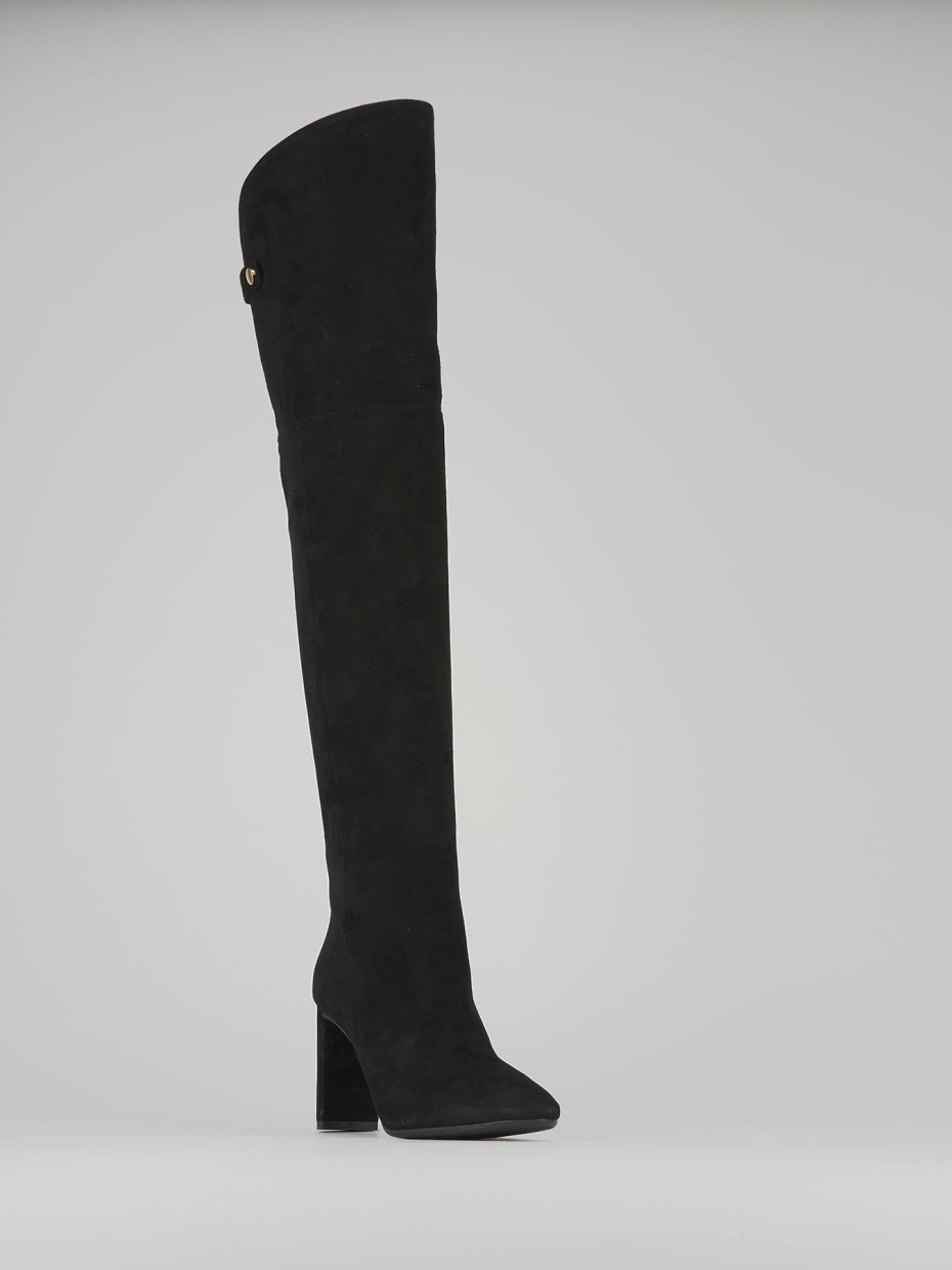 High heel boots heel 9 cm black suede