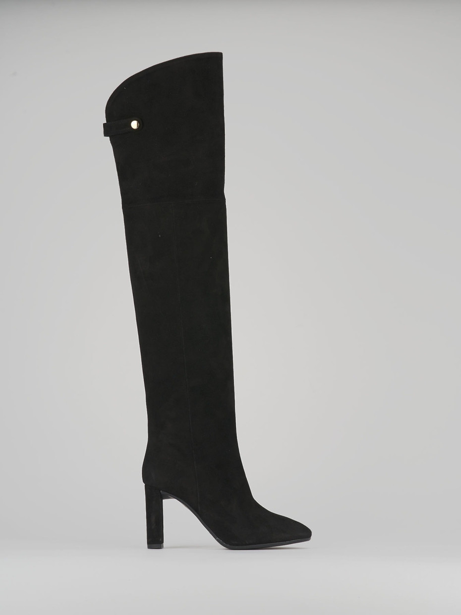 High heel boots heel 9 cm black suede