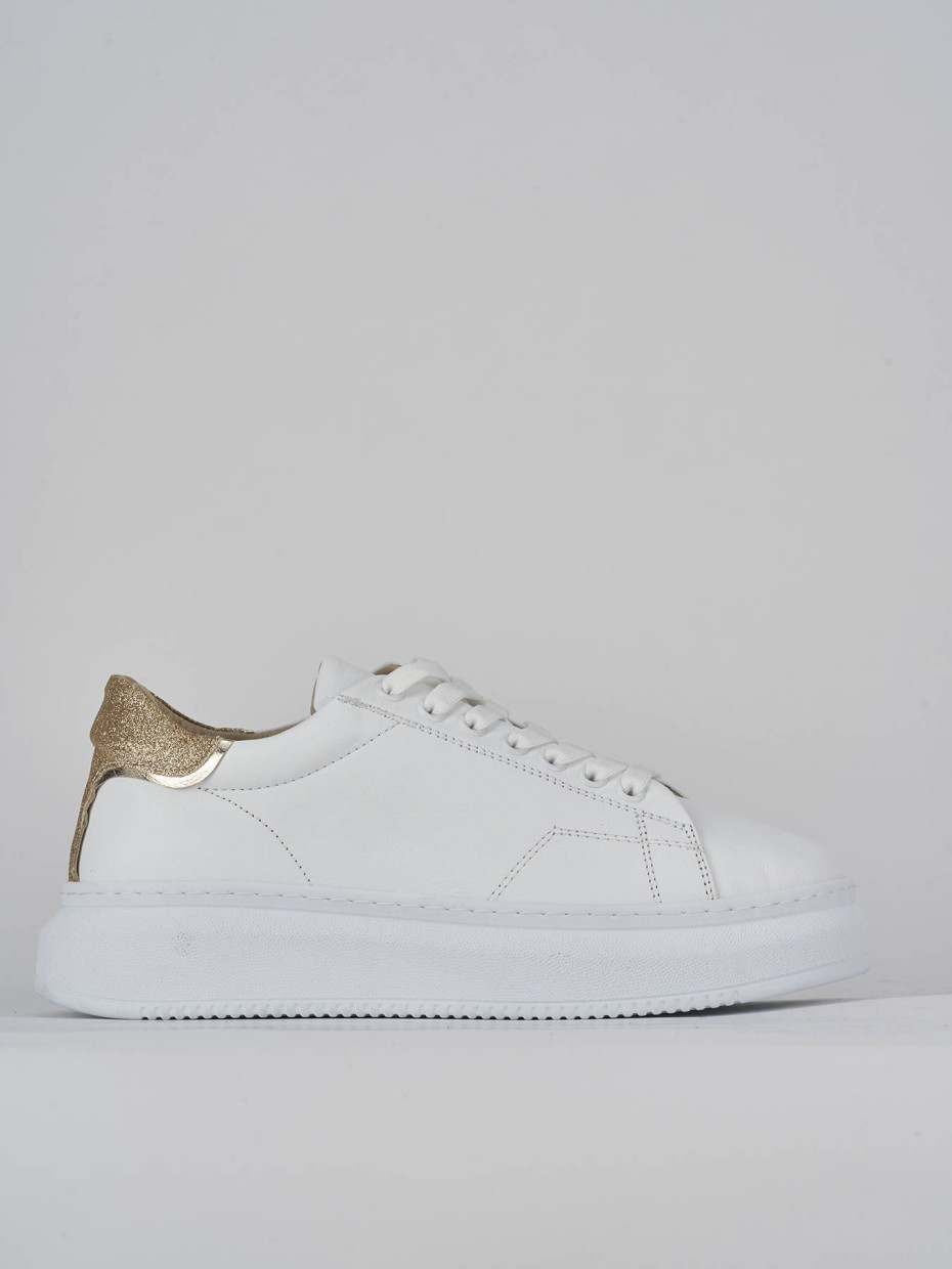 Sneakers tacco 1cm pelle bianco