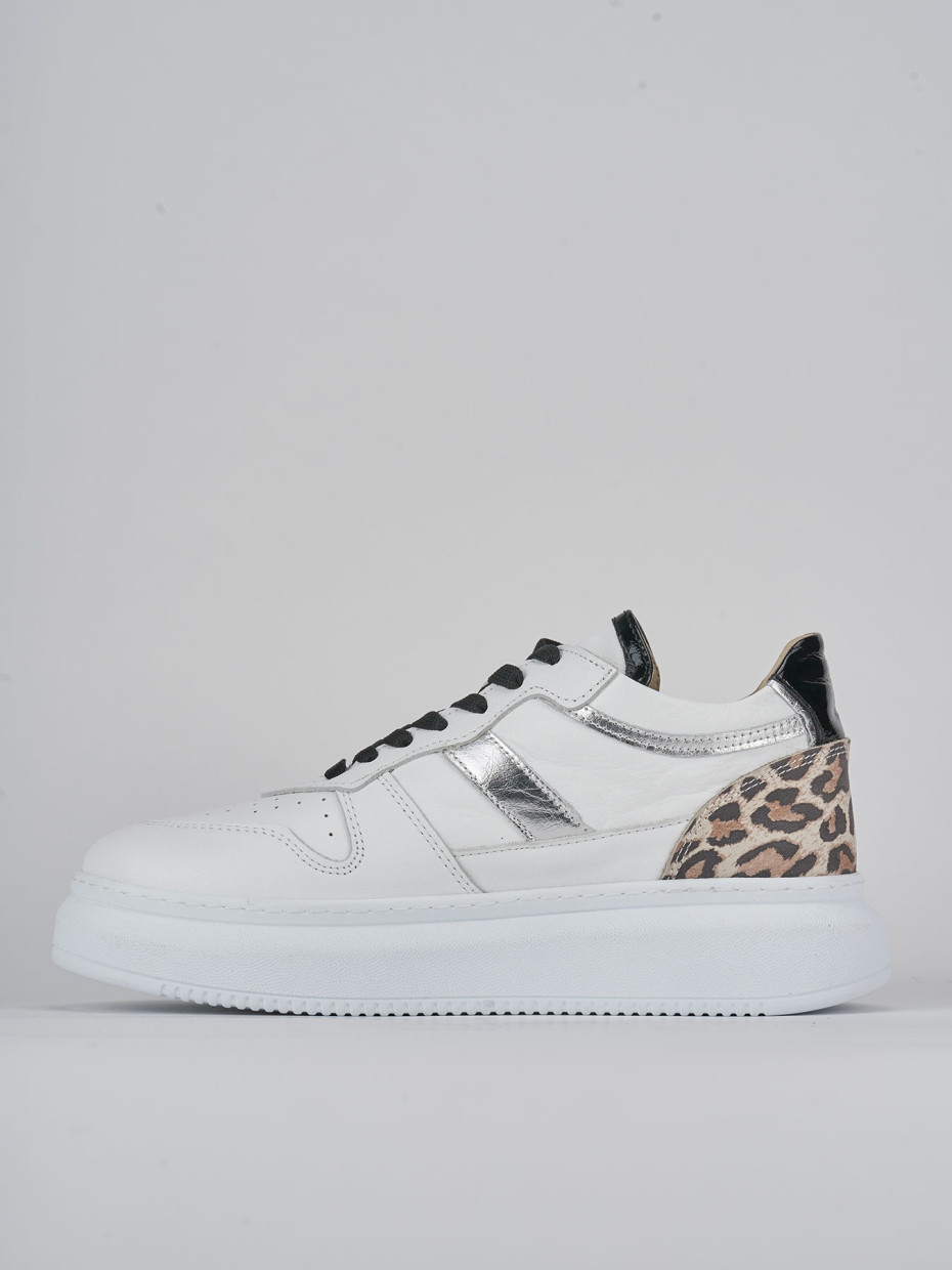 Sneakers tacco 1cm pelle bianco