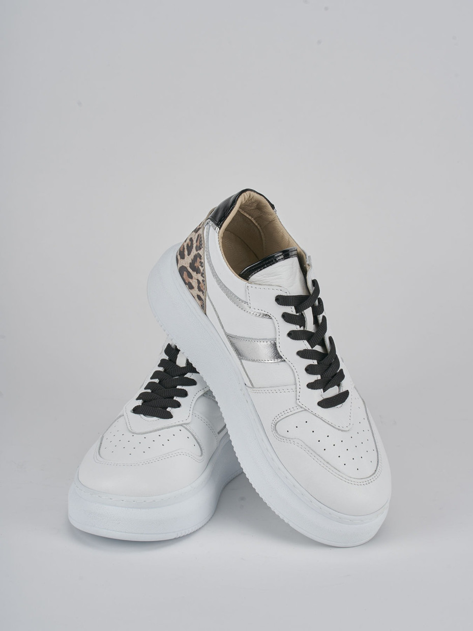 Sneakers tacco 1cm pelle bianco