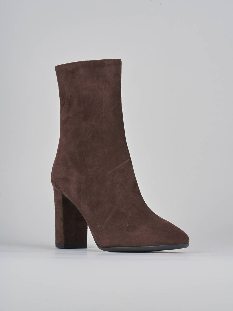 High heel ankle boots heel 9 cm dark brown suede