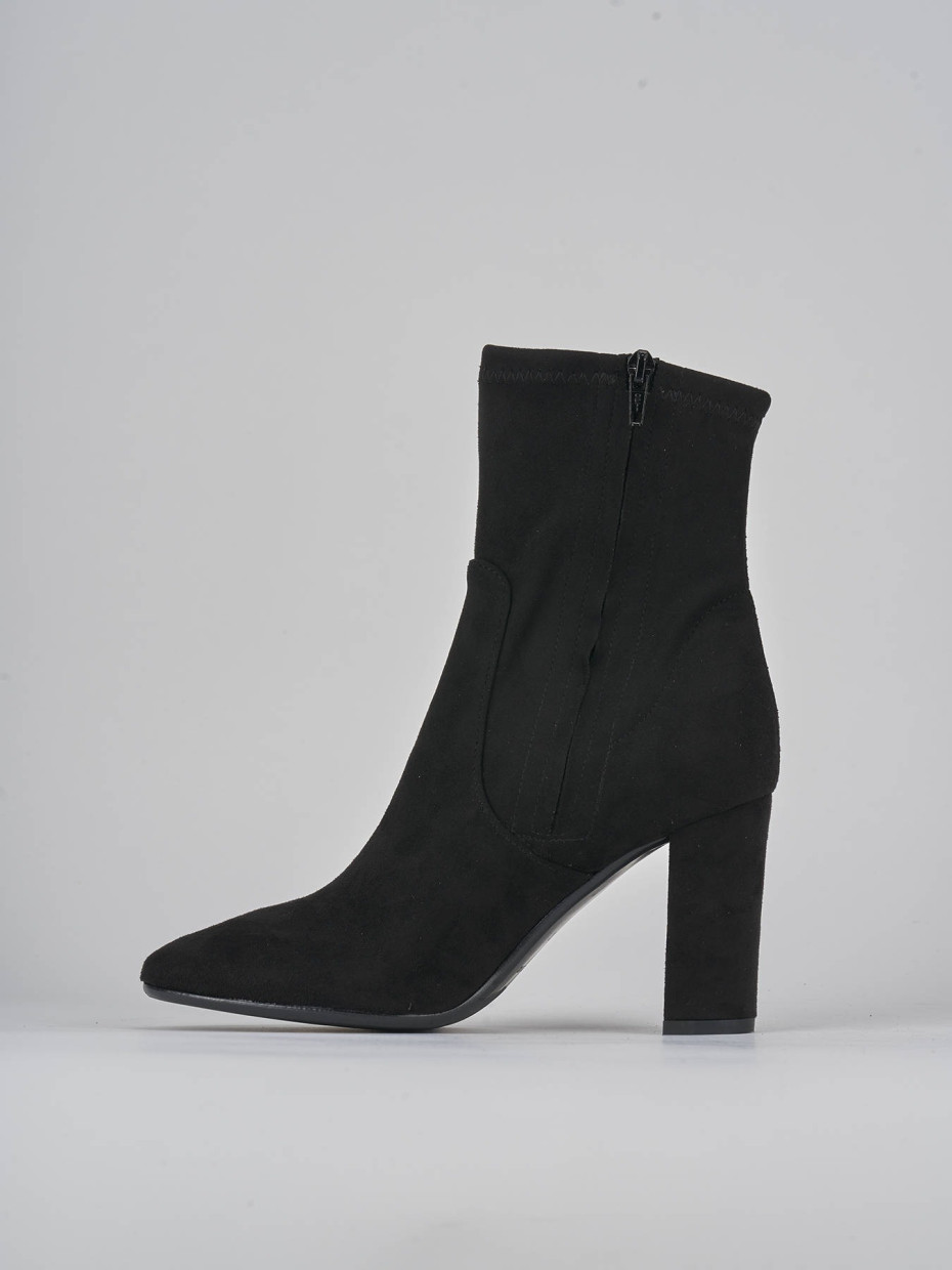 High heel ankle boots heel 9 cm black suede