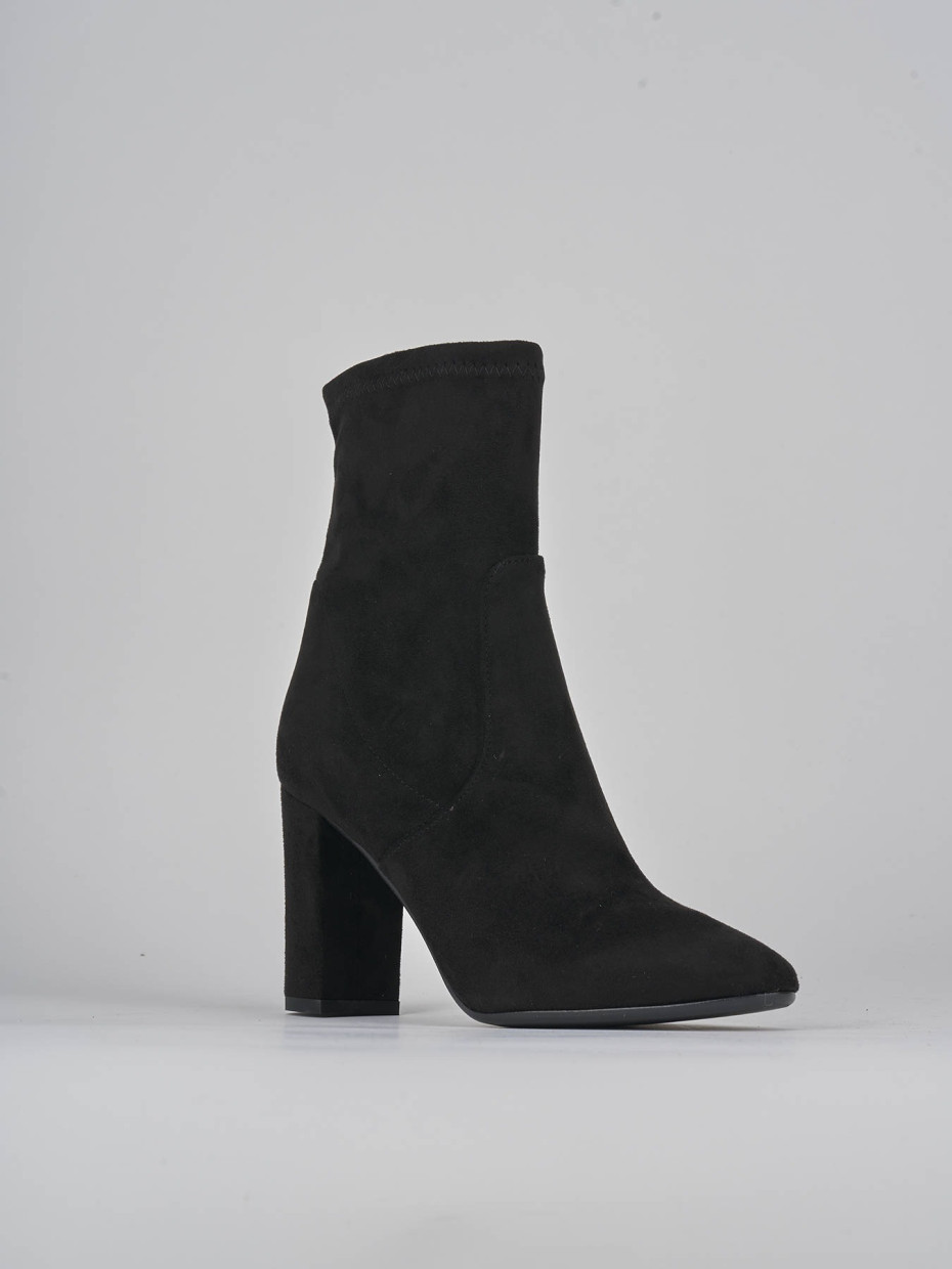 High heel ankle boots heel 9 cm black suede