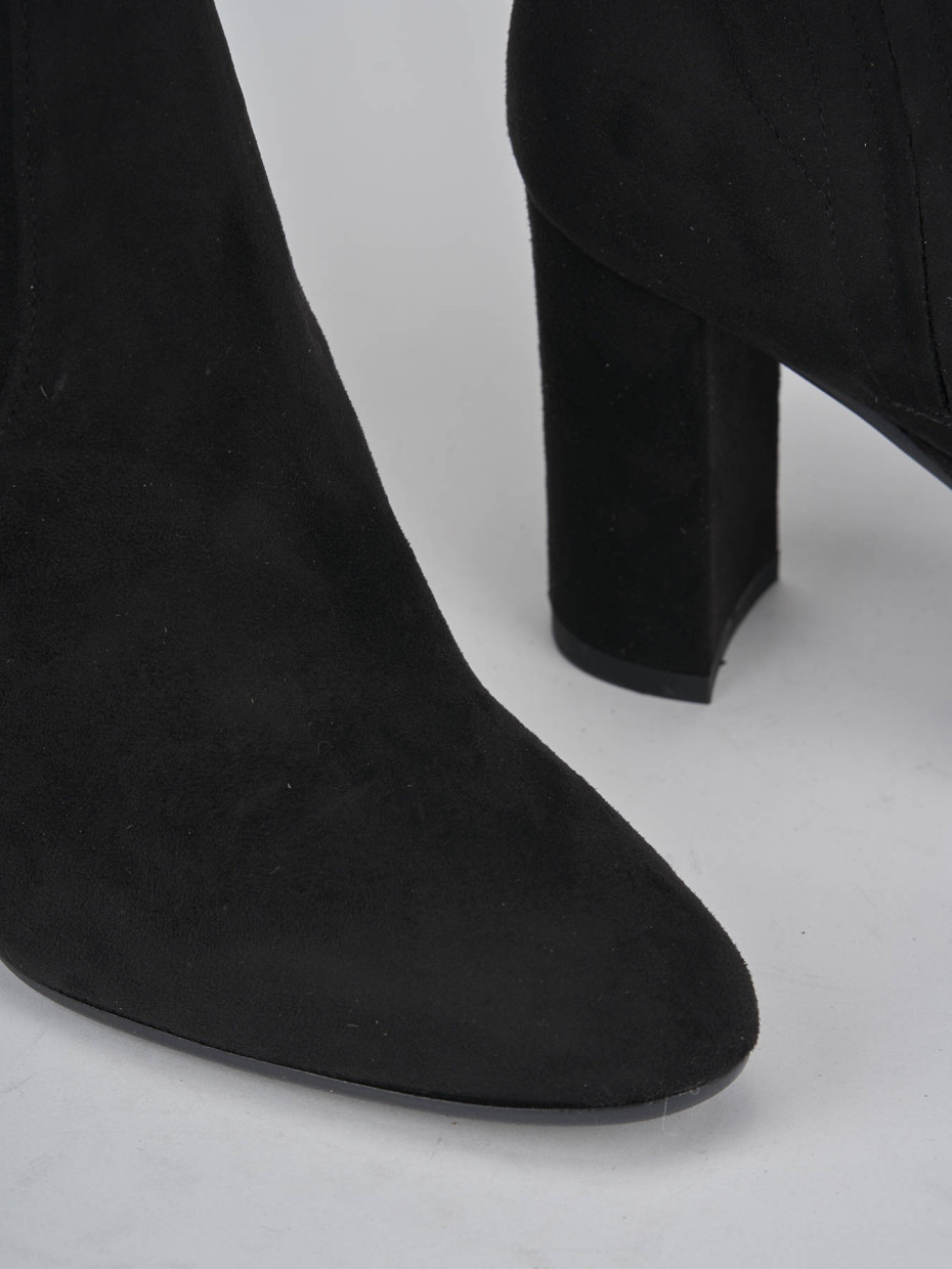 High heel ankle boots heel 9 cm black suede