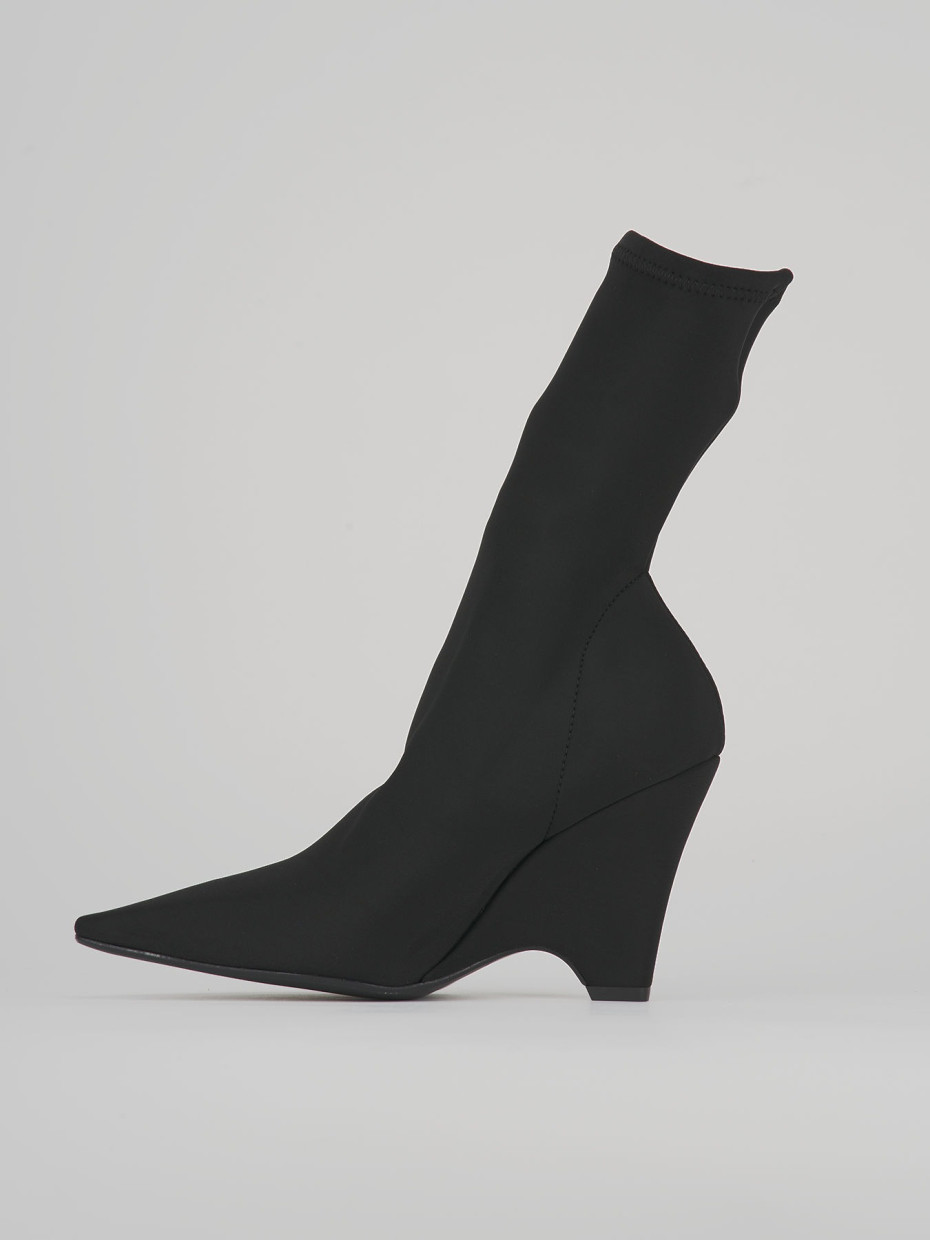 High heel ankle boots heel 9 cm black fabric