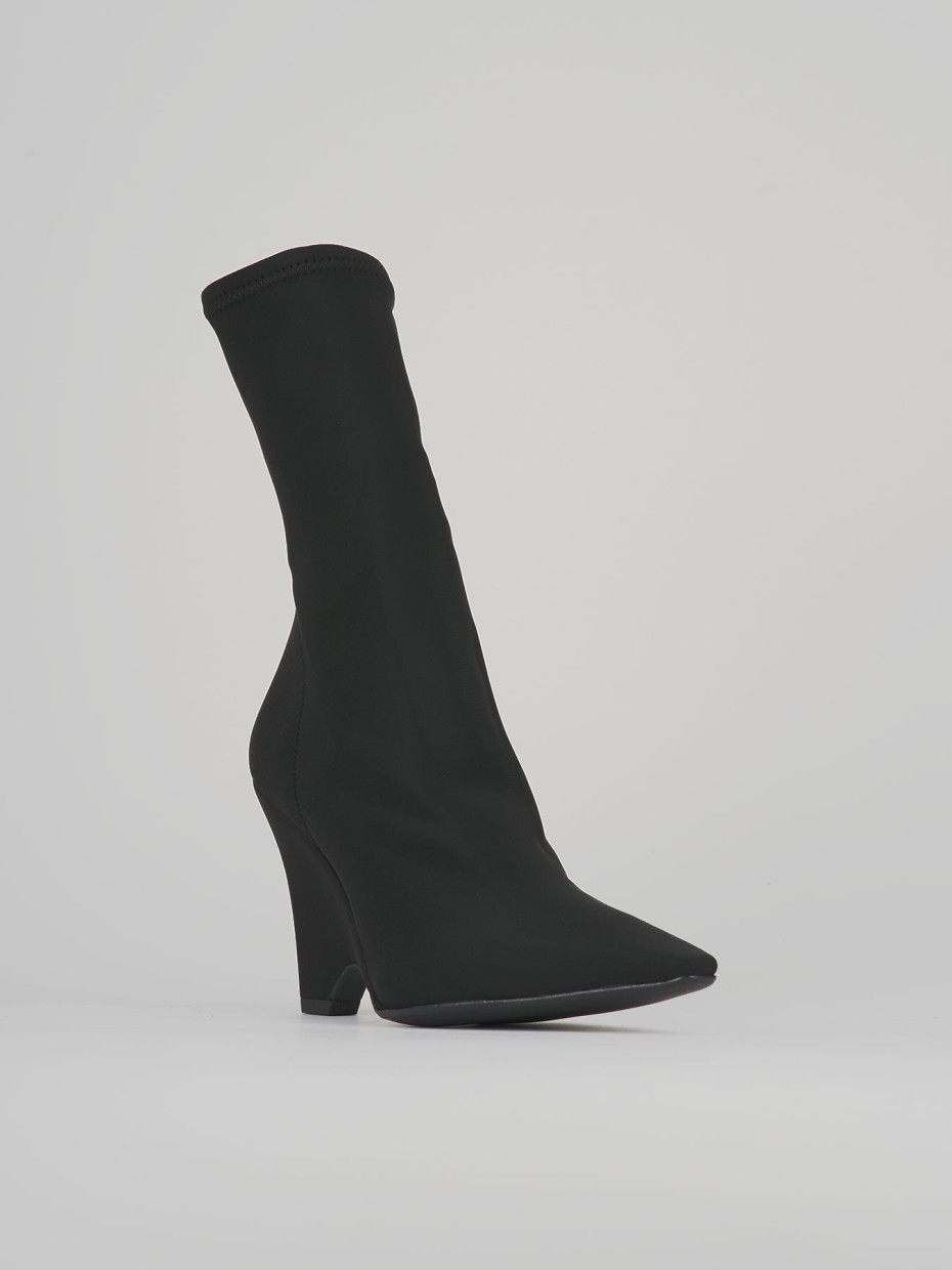 High heel ankle boots heel 9 cm black fabric