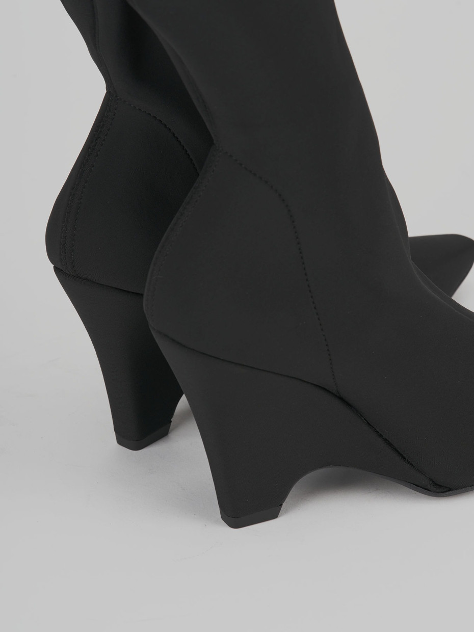 High heel ankle boots heel 9 cm black fabric