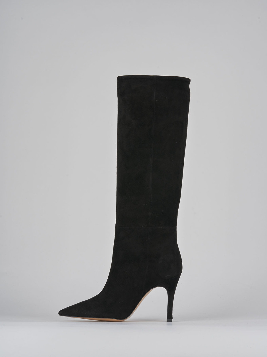 Stivali tacco 9cm camoscio nero