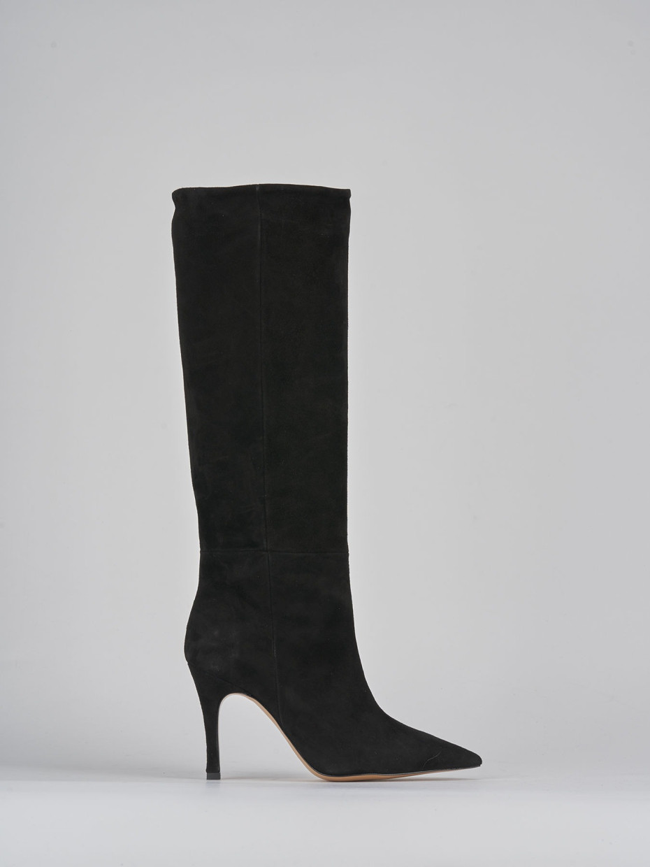 Stivali tacco 9cm camoscio nero