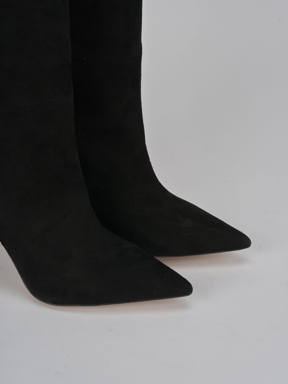Stivali tacco 9cm camoscio nero